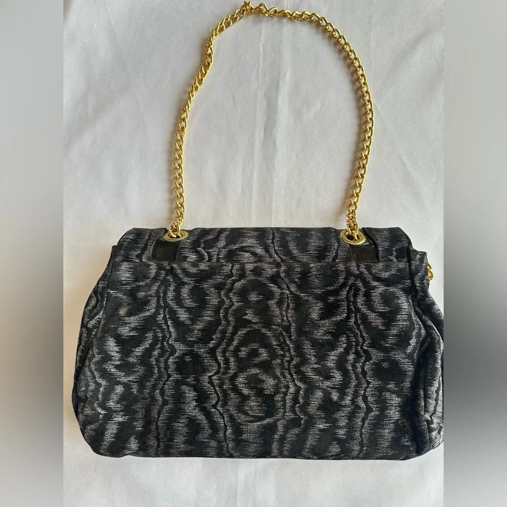 Vintage Annere Elegant Black Purse with Gold Chain Made in Venezuela